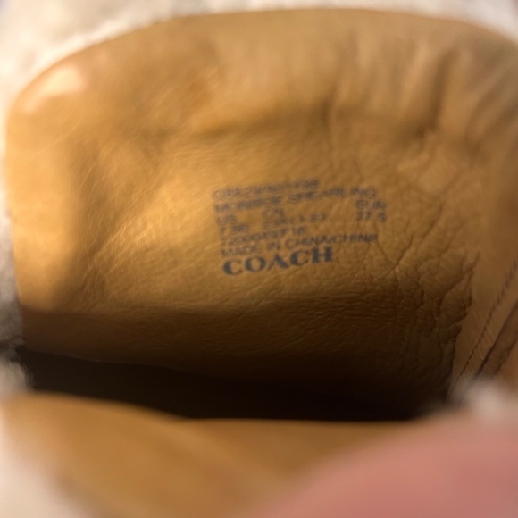 NEW COACH Women’s Monroe Shearling Boots Sz 7.5B Brown Lace & Strap Closure - Picture 5 of 10
